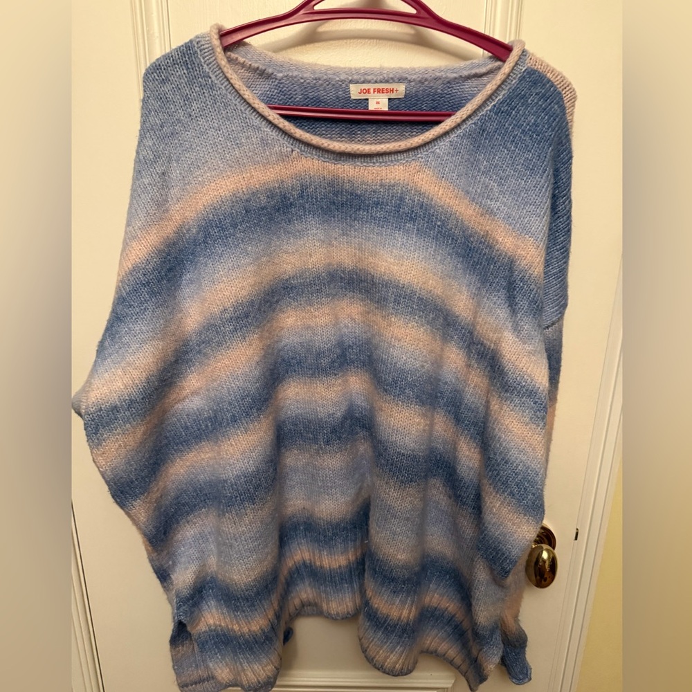 Joe fresh Blue and Cream Poncho Sweater